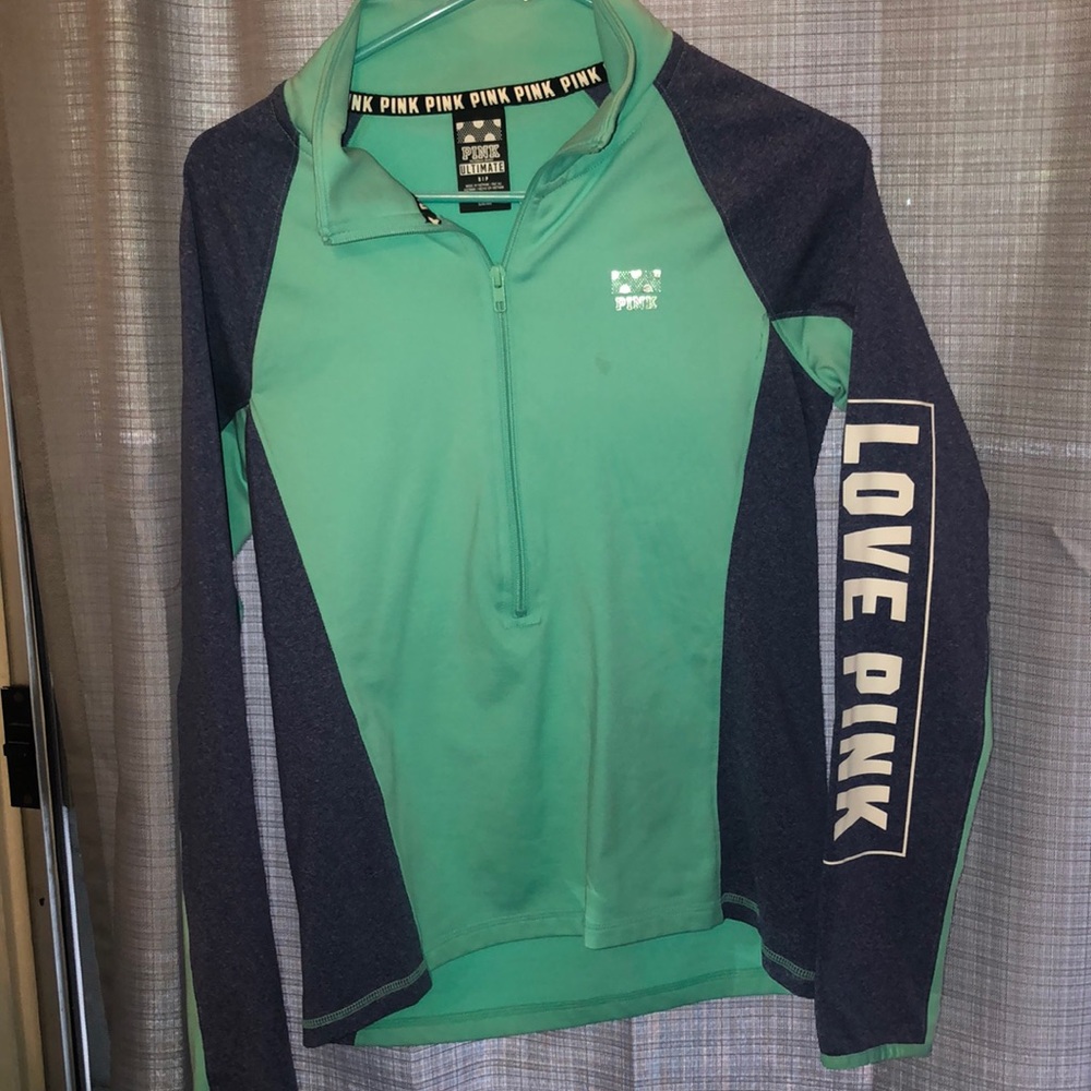 PINK quarter zip pullover (teal)
